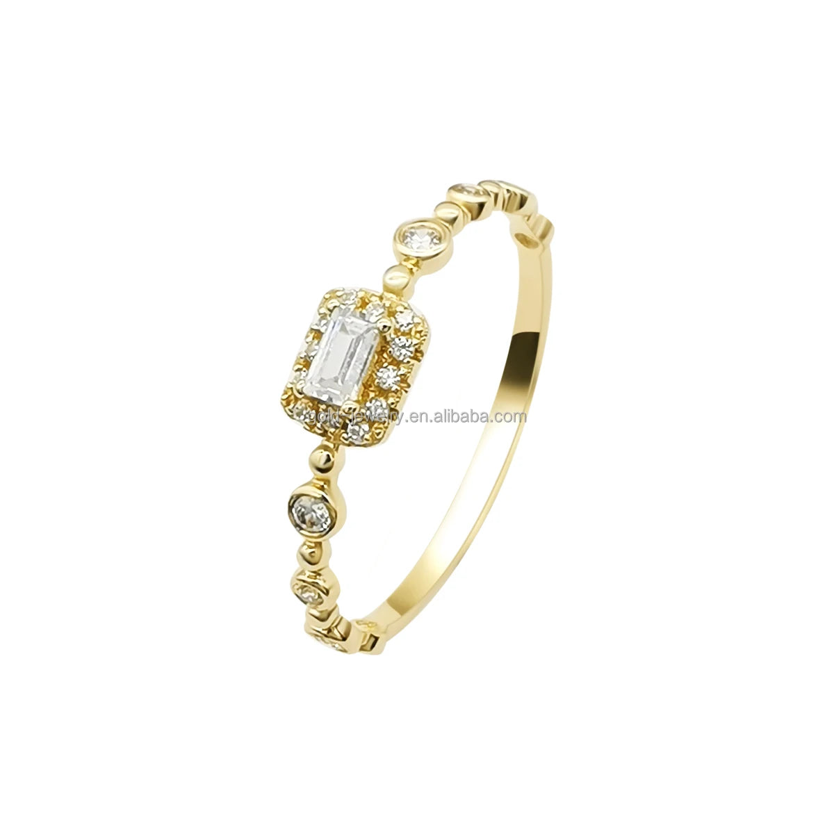 AU585 14K Gold Jewelry Rings Solid Yellow Gold Zircon Rings Simple Finger Rings Custom