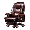 Modern Luxury Adjustable Power Gliding Recliner Swivel Manager Executive Ergonomic Genuine Leather Wood Frame Office Chair