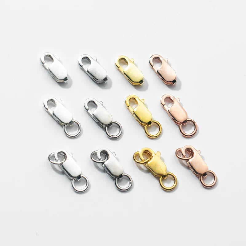 DIY Bracelet Necklace Connection Accessories Hook Buckle 925 Sterling Silver Square Spring Clasps
