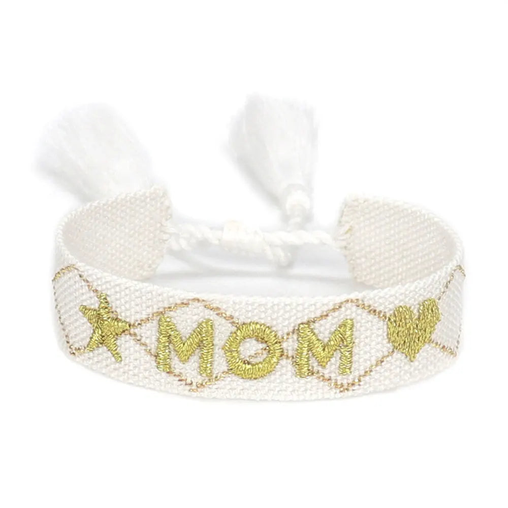Bohemian Cotton Cord Woven String Rope Braided Women Best Mom Ever Mother's Day Mom Gift Bracelet Jewelry Accessories
