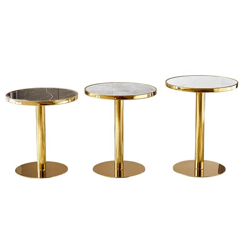 OEM ODM Factory Directly Modern Luxury Good Quality Steady Coffee Table Marble Top Stainless Steel Gold Plating Shape Meeting