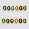 WX2126 Evil's Eye Zircon CZ Connector Pendant Natural Oval Gemstone Gold Pendant Charms