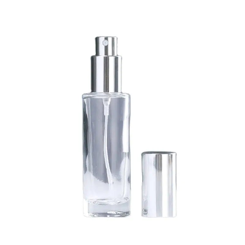 Atomizer Perfume Refillable Bottles 30ml 50ml Gold Silver Black Lid Screw Pump Empty Round Fragrance Clear Glass Spray Bottle