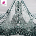 Elegant Dubai Emerald Green Beaded Sequin Evening Dress Lace Fabric 3d Luxury Wedding Large Size Fabric Factory HY2820