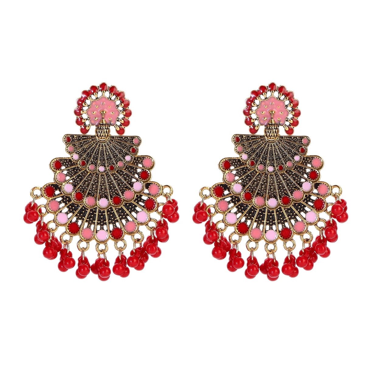 Indian Ethnic Style Golden Water Drop Tassel Exotic Vintage Tibetan Buddhism Women's Drop Earrings Alloy Rhodium/Gold Plated