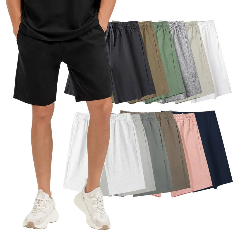 100% Cotton Shorts Men Heavy Cotton Shorts Solid Color Custom Logo Cotton Fleece Shorts for Men