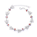 925 Sterling Silver Zircon Two-tone Enamel Butterfly Bracelet