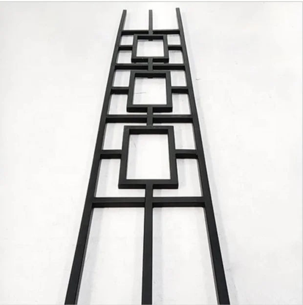 Modern Indoor Triple-Rectangle Wrought Iron Baluster Decorative Stair Railing Balustrades & Handrails
