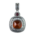 Graceful Rhodium Plated 925 Silver Jewelry Natural Mandarin Garnet Pendant for Women Anniversary Gift