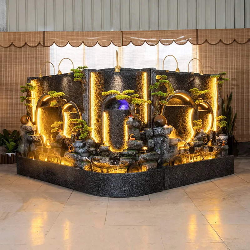 Water Curtain Corner Waterfall Entrance Screen Rockery Fountain Outdoor Garden Courtyard Landscaping Fish Pond Housewarming Gift