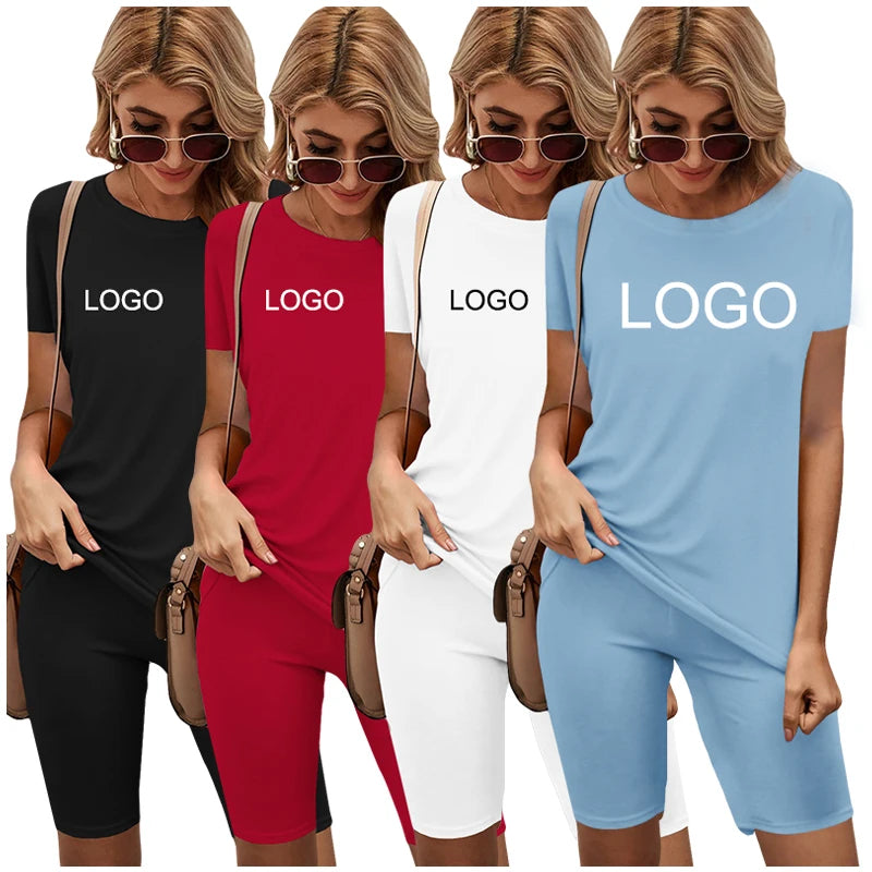 2024 Hot Sale T-shirt and Short Set Women Halfpants Oversized T-shirt Sets Women Fitness T-shirt Set