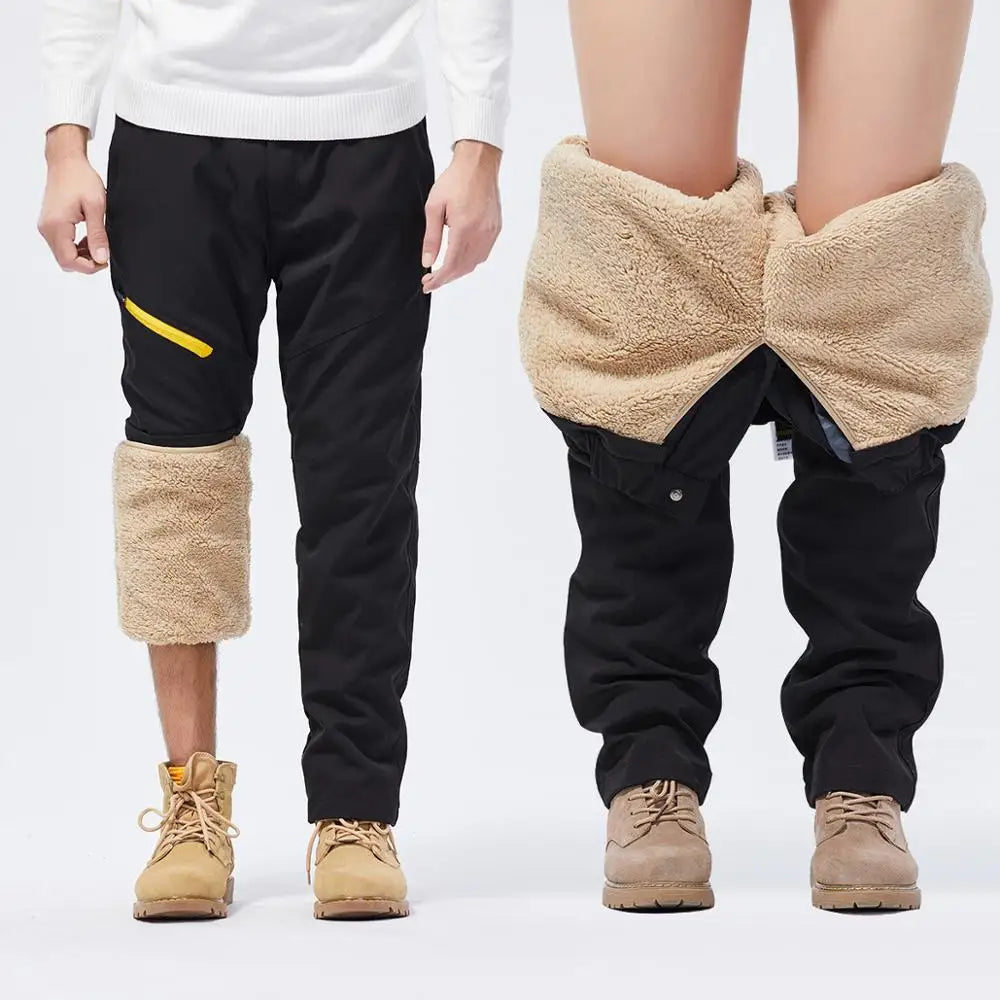 Ski Pants for Men Outdoor Windproof Waterproof Snowboard Snow Fleece Pants Thick Warm Trousers Women Trekking Hiking Pants