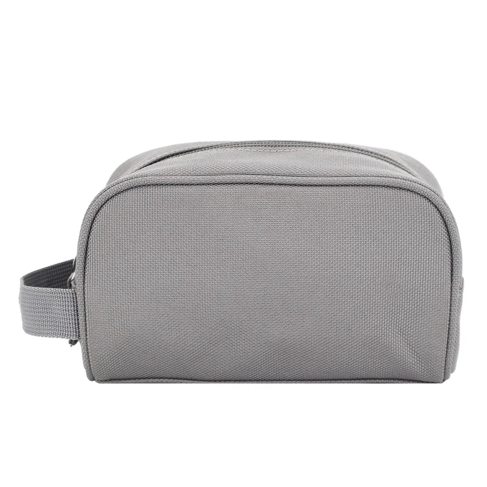 Simple Fashion Durable Retangular Zippered Plain Canvas Cotton Toiletry Bag Travel Wash Pouch Storage with Handle for Men