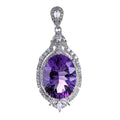 Graceful Rhodium Plated Sterling Silver 925 Jewellery Natural Amethyst Pendant for Women Anniversary Gift