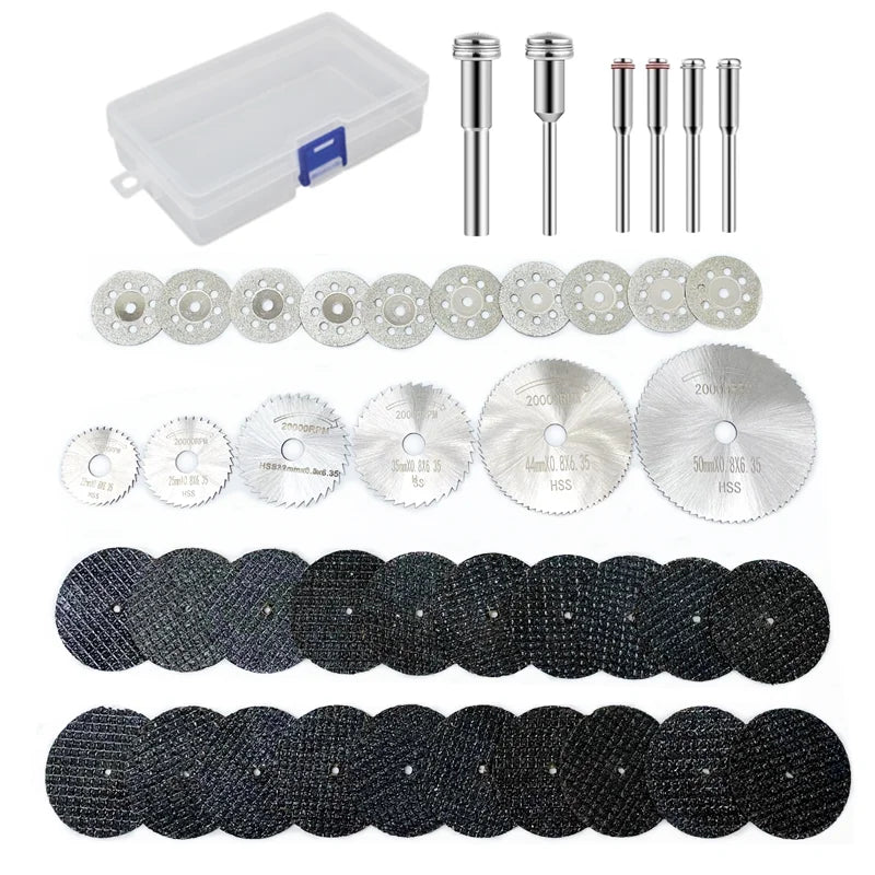 43-Piece Mini HSS Circular Saw Blade Kit Rotary Woodworking Tools Hot Press Diamond Grinding Wheel Cutting Discs Accessories