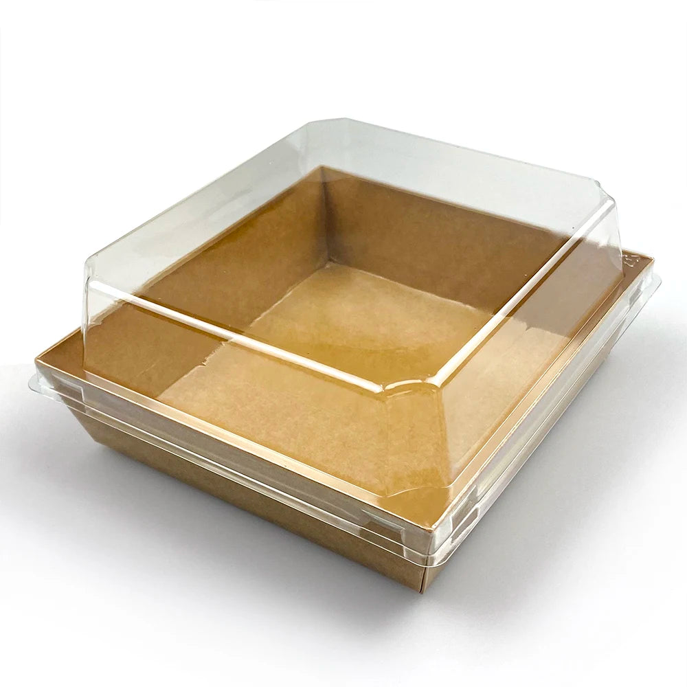 Wholesale Kraft Paperboard Box Plastic for Bread Disposable Food Container Cake Box Cake Packaging Food Grade Paper Recyclable