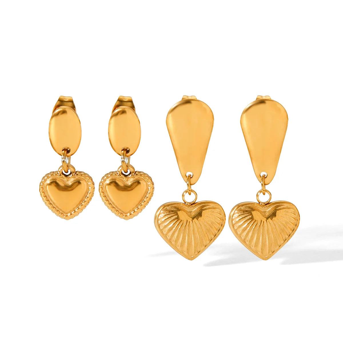 Ins Style Fashionable Stainless Steel  18K Gold Hot Selling Textured Love Pendant  Women's Heart-Shaped Earrings