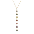 Elegant S925 Sterling Silver Long Tassel Necklace Gold Plated Color Women New Colored Gemstone Colorful Zircon Necklaces