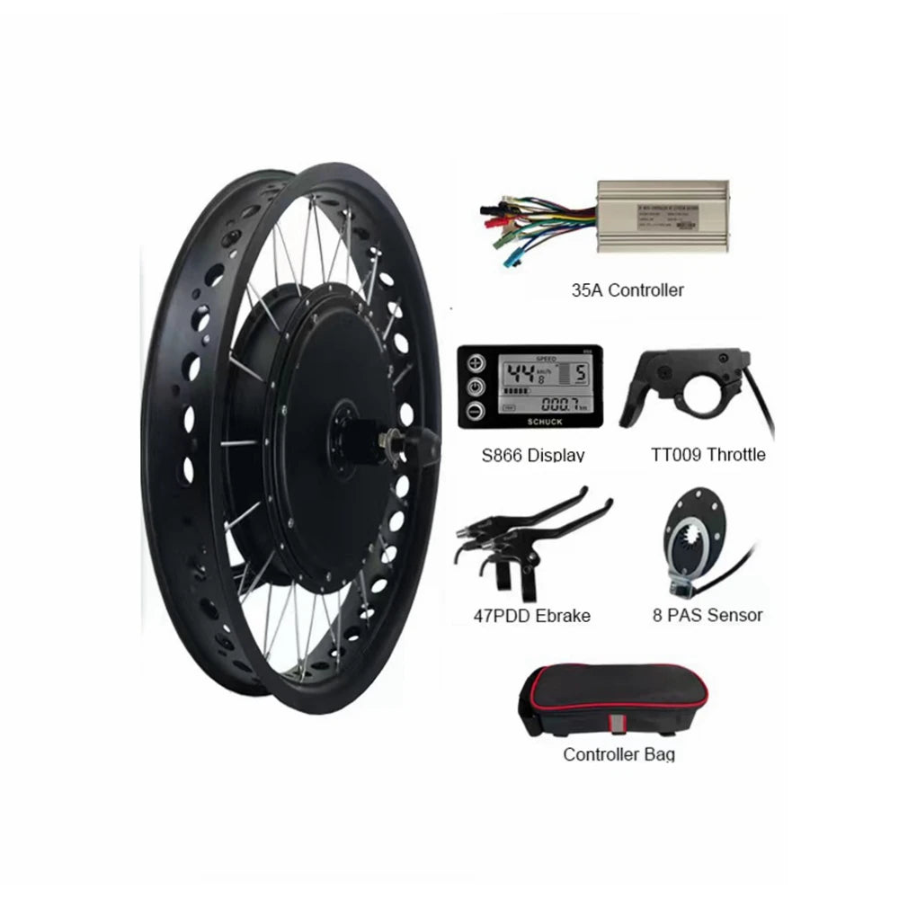 20 Inch 48V 1500W Fat Tire Electric Bike Rear Drive Motor Wheel Kit With 35A Controller S866 Meter Pedal Assist Sensor