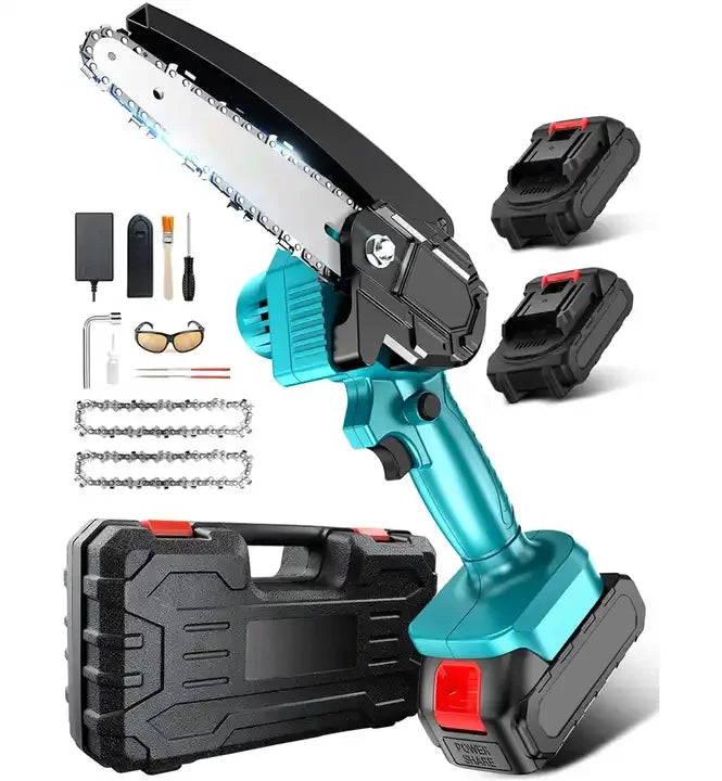 Mini Chainsaw 6-inch Battery Chainsaw 12 Pc Tool Set Seesii Mini Chainsaw Cordless with Batteries Handheld Safety Lock for Tree