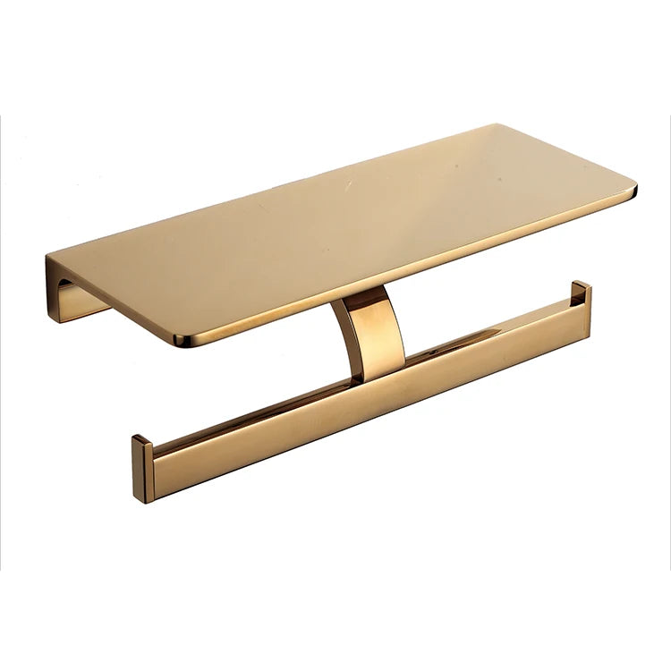 Modern Black Chrome Plated Brass Adjustable Wall Mounted Toilet Roll Holder Bathroom Tissue Paper Holder