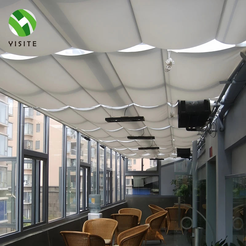 YST Factory Sunshade Room Sunshade Roof Curtain Insulation Waterproof Balcony Semi Sunshade Folding Electric Ceiling Curtain