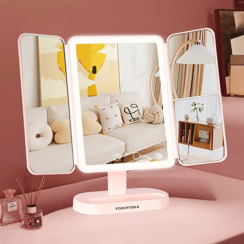 Best Selling Customized Double Open Face Makeup Mirror for Bedroom Dresser LED Light Strip Cosmetic Mirror with Wholesale Price