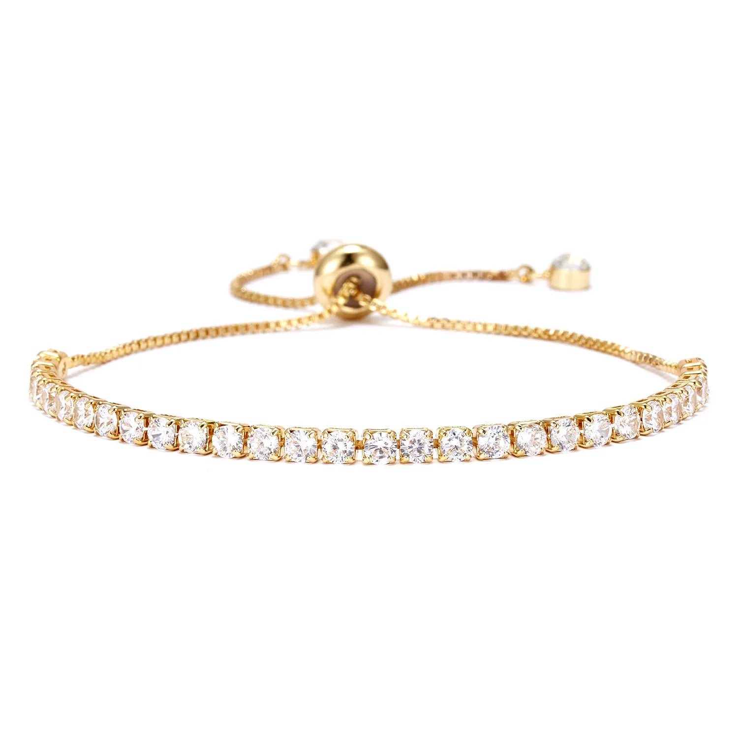 3mm CZ Tennis Chain Bracelet for Women Gold Plated Brass Adjustable Size Bracelet Geometric Zircon Pave Chain Bracelet