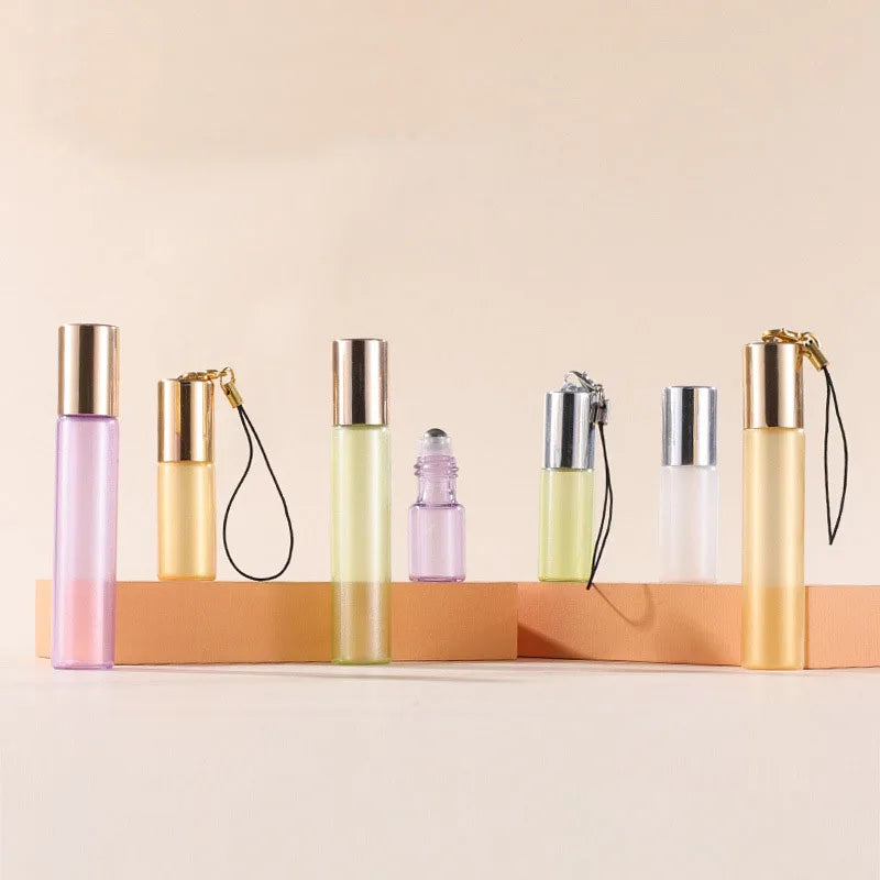 Screen Printing logo 3ml 5ml 10ml Empty Small Mini Hanging Perfume Roll on Pearl Roller Bottles Glass 10ml