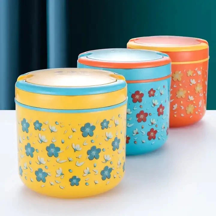 Stainless Steel Insulation Wholesale Eco Friendly Double Layer Round Bento Box Lunch Box With Handle