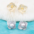 E010765 S925 Pearl Earring 925 Sterling Silver DIY 7-8mm Natural Freshwater Pearl Stud Earring for Women
