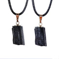 Natural Stone Black Tourmaline Pendant Raw Stone Crystal Pendant Irregular Tourmaline Gemstone Necklace for Men Women Jewelry