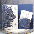 Cheap Price Purple Color Digital Wedding Invitations Laser Cut Invitation Card Pocket Envelope for Openning Ceremony