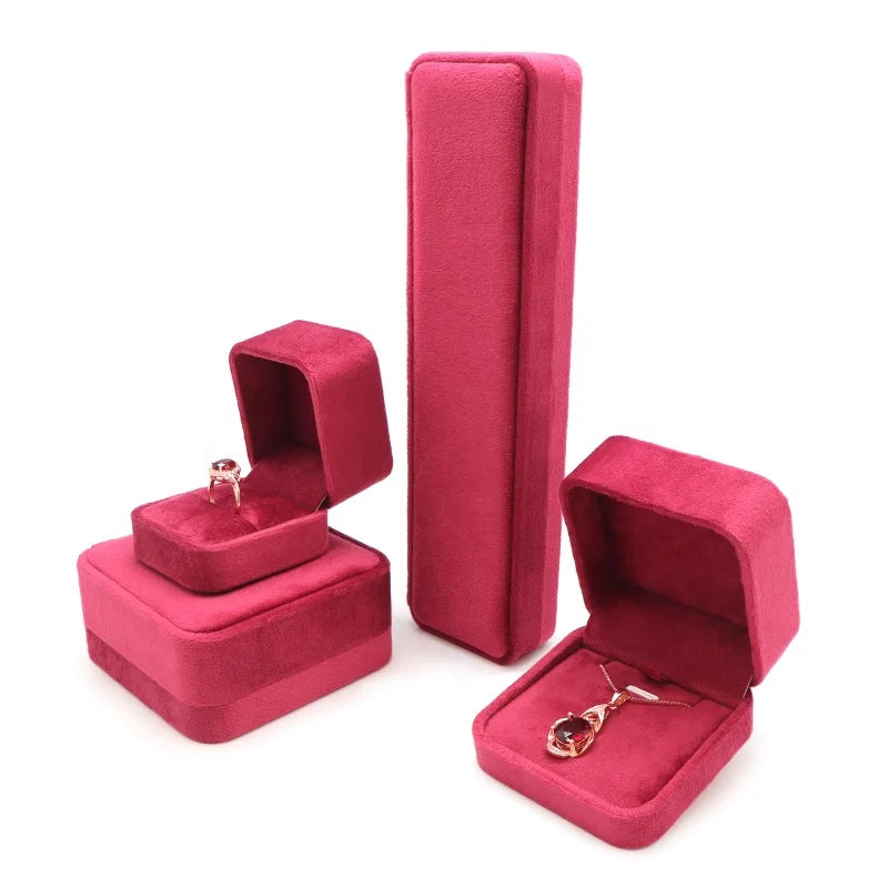 Factory in Stock Logo Ring Box Necklace Packaging Velvet Jewelry Box Jewelry Packaging