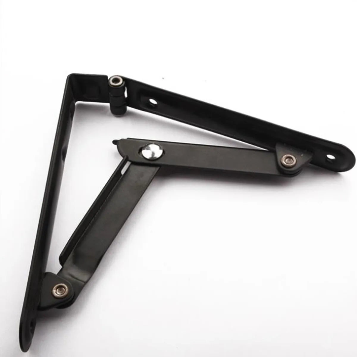 Black Folding Shelf Bracket Triangle Hinge Wall Mounted Table Bench Support Heavy Duty Shelf