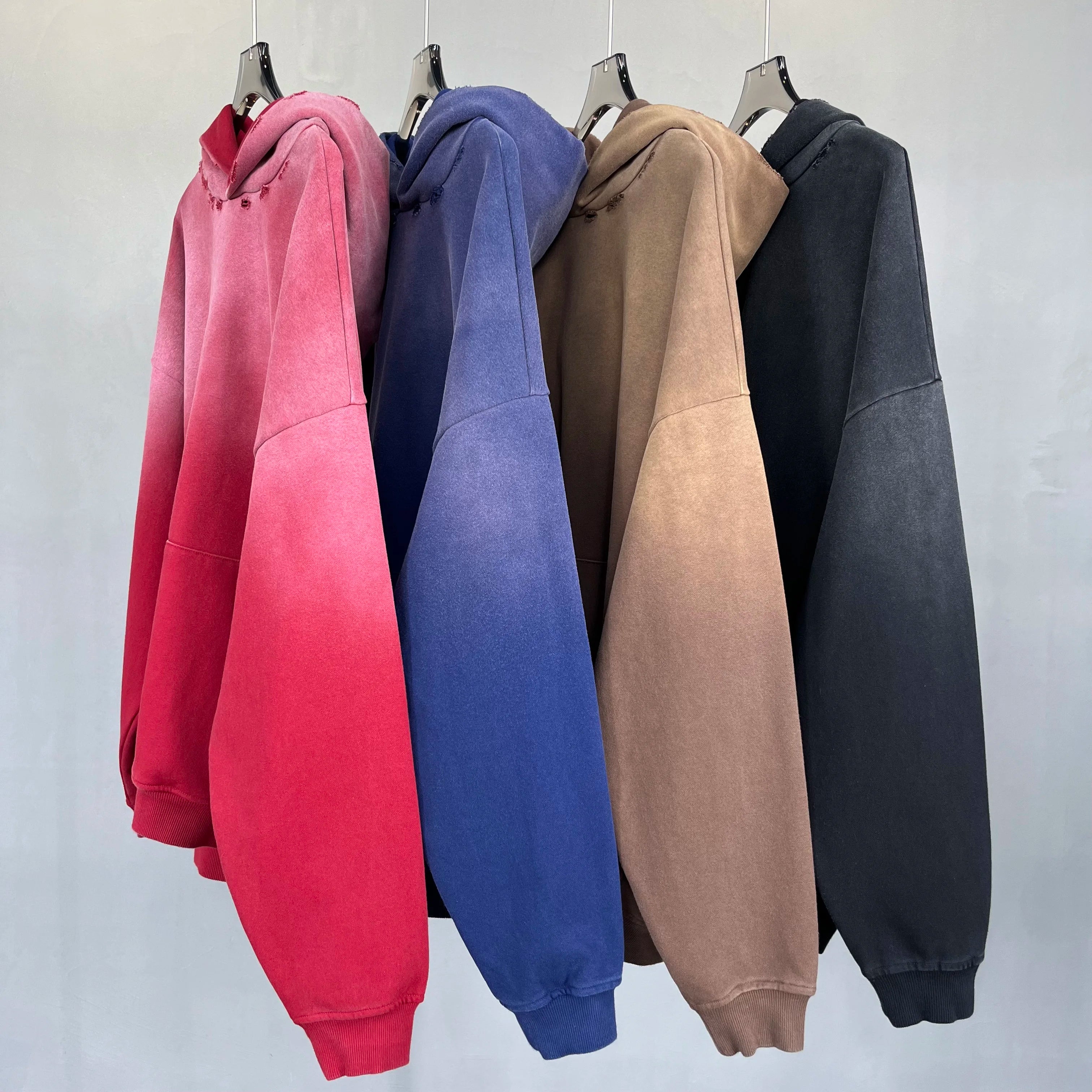 Manufacturer Custom 100% Cotton 480gsm Heavyweight Sun Faded Acid Wash Pullover Hoodie Men Oversized Vintage Stone Wash Hoodie