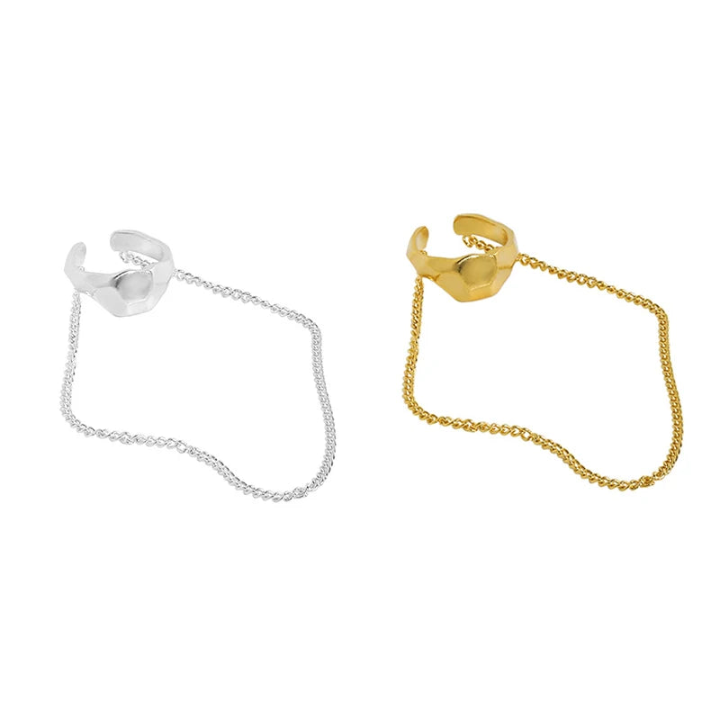 Wuqie S925 Sterling Silver Irregular Ear Line Chain Tassel Without Pierced Ear Clip Tassel Earrings