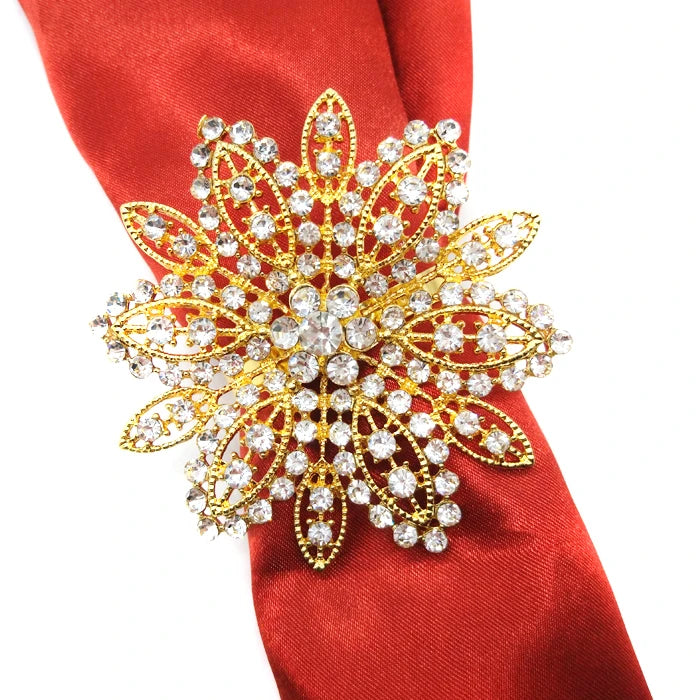 Large Gold Decorative Napkin Ring Rhinestone Wedding Table Decoration Napkin Holder for Parties Made of Durable Metal