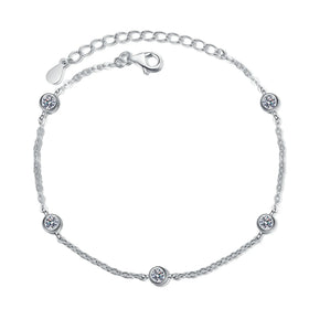 Silver 925 Original Excellent Cut 0.5 Ct Diamond Test Past D Color VVS1 Moissanite Numeral Bracelet for Women Fine Jewelry