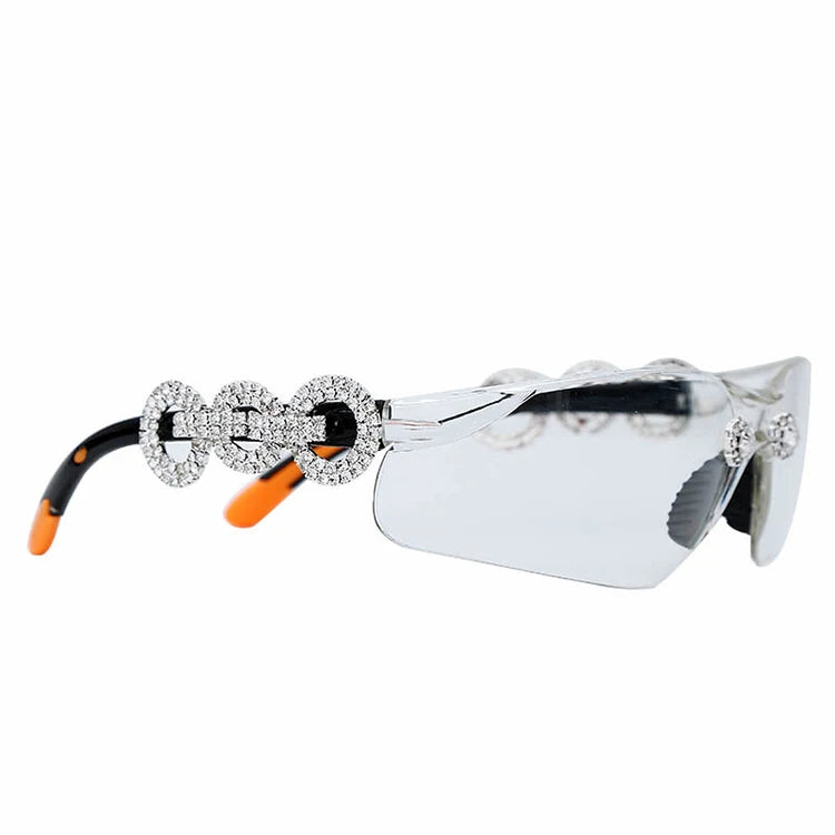 Wrap Square Sunglasses Woman Shade Uv Blocking Trendi Mirror One Piece Crazy Cycling Glasses Sports Diamonds Sunglass Luxury