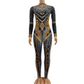 New Photoshoot Long Sleeves Crystal Rompers Pole Dance Stage Costume Club Party Bodysuits Women Performance Rhinestone Jumpsuits