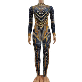 New Photoshoot Long Sleeves Crystal Rompers Pole Dance Stage Costume Club Party Bodysuits Women Performance Rhinestone Jumpsuits