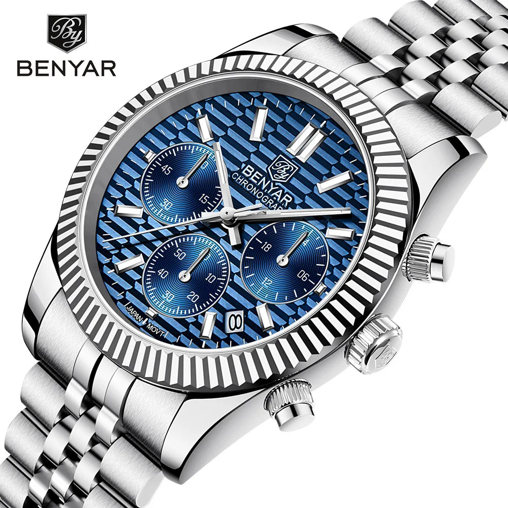 BENYAR S001 BENYAR New Chic Men Quartz Wristwatches 10Bar Waterproof Watch Stainless Steel Sports Diving Watches for Men