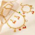 Christmas Theme Santa Claus Anniversary Pendant Jewelry Set Trendy Enamel Oil Drop Stainless Steel Tarnish-Free Earrings