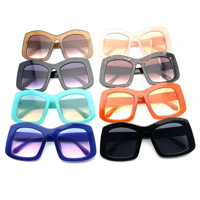 Wholesale Designer Fashion Women Men Candy Color Square UV400 PC Big Oversized Frames Shades Sunglasses