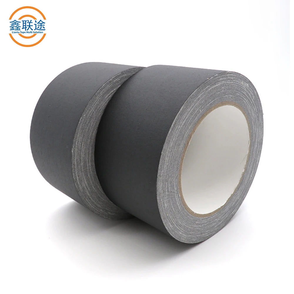 High Quality 2 Inch 30 Yards Matt Waterproof Stage Black Cloth Duct Gaffer Tape Hot Melt Adhesive Low Gloss Single-Sided Masking