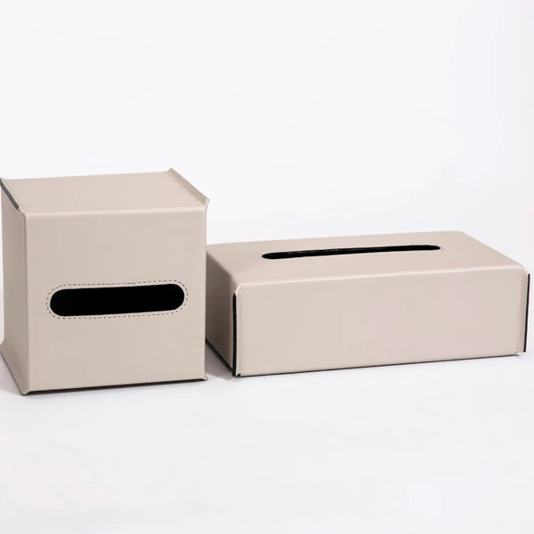 Modern Square Tissue Box Organizer Tissue Paper Box Cover PU Leather Paper Holder for Bedroom Dresser Office Desk