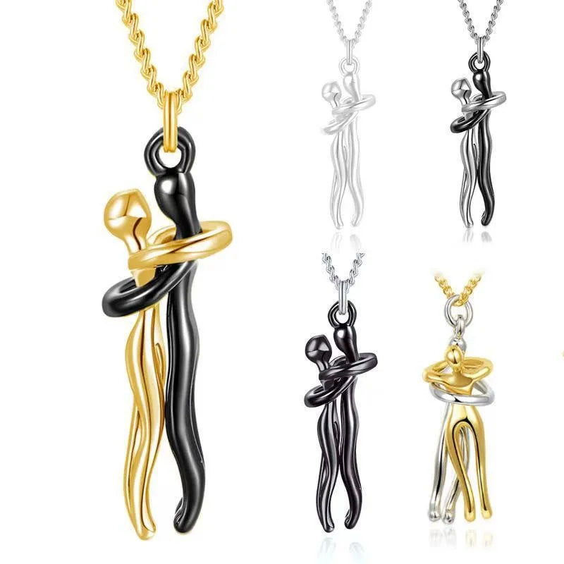 New Arrival Hug Lover's Gift Couple Necklaces Valentine's Day Pendants Ins Stainless Steel Couple Necklace