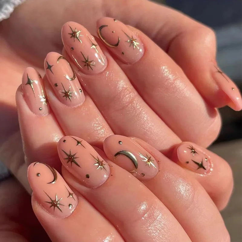 Artificial Nails 24 Packs Wholesale High Quality Press on Nails Cheap False Nails Long Almond Glitter Artificial Fingernail