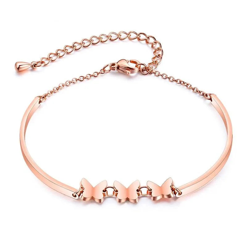 Korea Style Elegant Charm Stainless Steel Adjustable Butterfly Hot Selling Chain Bracelet Women